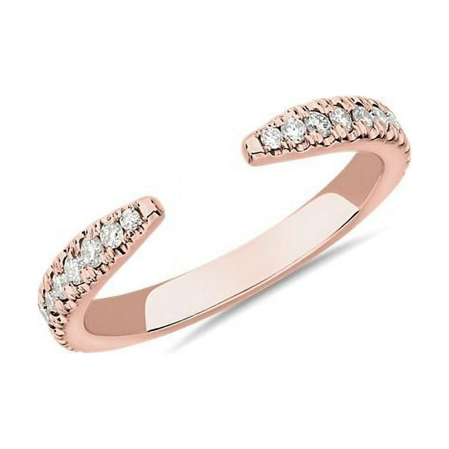 0.20 T.C.W Round Shape Natural Diamond Latest Design Wedding Eternity Band for Ladies Solid 14K Rose Gold Size 8