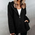 thumbnail image 2 of Women Fleece Jackets with Pockets Fashion Oversized Hooded Long Sleeve Soft Zip Up Teddy Bear Outwear Coat for Outdoor, 2 of 5