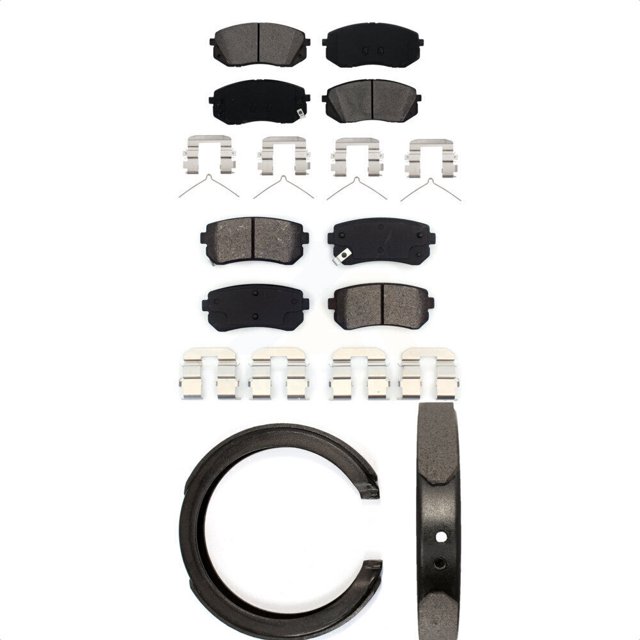 Transit Auto Front Rear Semi-Metallic Brake Pads and Parking Shoes Kit for Car 2015-2016 Hyundai Sonata GAS engine with Manual KSN-100966