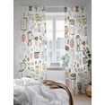 thumbnail image 3 of Coffee Sheer Curtains 2 Panels Set Cartoon Modern Hand Painted Lihgt Filtering Rod Pocket Voile Drape, Semi Sheer Window Curtains for Bedroom Living Room, 52"x108", 3 of 5