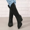 thumbnail image 2 of SACFOF Women Sparkly Rhinestones Knee High Boots Pointed Toe Chunky Heels Mid Calf Knee High Cowboy Western Boots, 2 of 7