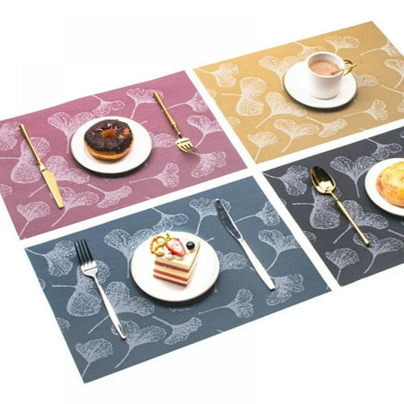 

Ginkgo Biloba Placemats Set of 4 for Dining Table Washable Placemat Thick Non-Slip Heat Resistant Kitchen Table Decor Mats Easy to Clean