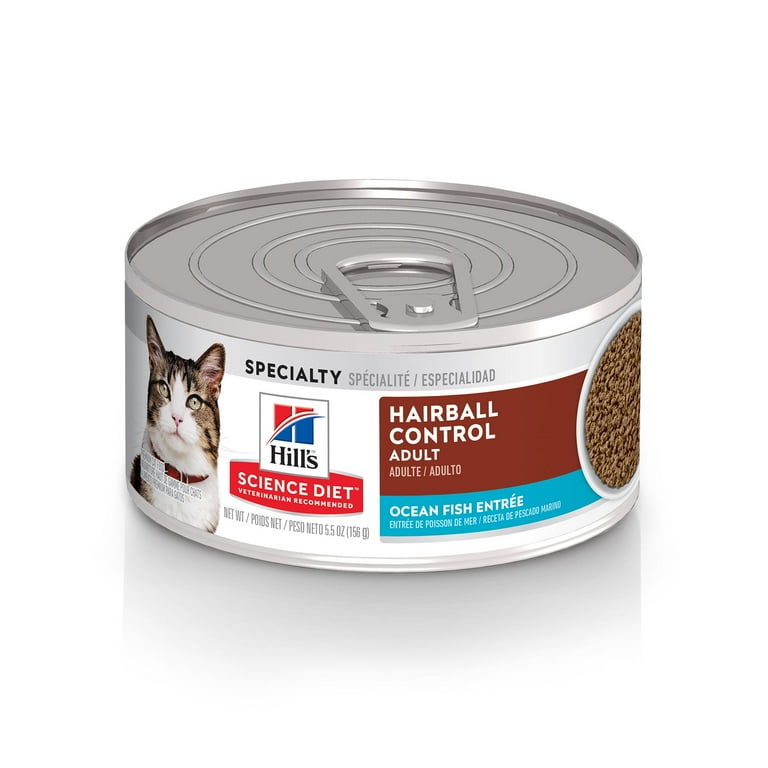 Hill s Science Diet Adult Hairball Control Canned Cat Food Ocean Fish EntrA e 5.5 oz 24 Pack wet cat food Walmart