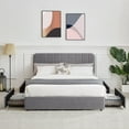 thumbnail image 2 of VECELO Full Upholstered Platform Bed Frame with 4 Storage Drawers and Adjustable Headboard, Wooden Slats Support, No Box Spring Needed, Dark Gray, 2 of 7