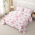 thumbnail image 3 of spefrowx Watercolor Pink Bow Quilt King for Girls, Cartoon Ribbon Theme King Coverlet Set, 3 Pieces, 3 of 7