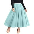 thumbnail image 1 of Jupe Longue en Tulle pour Femmes Robe Tutu Plissée en Chiffon Taille Élastique Jupe Midi, 1 of 6