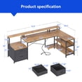 thumbnail image 7 of Casacomoda 75 inch L Shaped Desk with Power Outlets,Gaming Desk with Monitor Shelf,Computer Desk with File Drawer,Home Office Desk with Printer Stand & Storage Shelves,Corner Desk,Vintage, 7 of 7