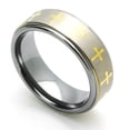 thumbnail image 3 of Tungsten Rings for Men Wedding Bands for Him Womens Wedding Bands for Her 6mm Brushed with Gold Cross, 3 of 7