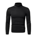 thumbnail image 2 of Mens Mock Turtleneck Sweater Long Sleeve Solid Color T-Shirts Basic Slim Fit Knitted Pullover Tees, 2 of 7