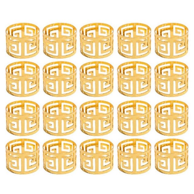 Paquete de 20 anillos de servilleta shaofei dorados de metal huecos 1,77 pulgadas para decoración de mesa de boda Bi Gold