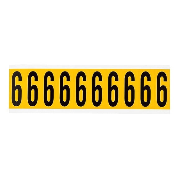Brady Number Label, 6, 2-1/4in.Hx7/8in.W, Vinyl 1534-6