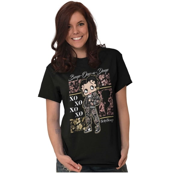 Betty Boop Urban Florals XOXO Cartoon Short Sleeve Women's Graphic Tee Brisco Brands S
