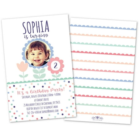 Personalized Flower Fun Photo Kids Birthday Party Invitations