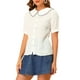 thumbnail image 4 of BLUSA DE BOTONES CON CUELLO PETER PAN Y VOLANTES DE GINGHAM PARA MUJERES INSPIRE CHIC XL BLANCA, 4 of 7