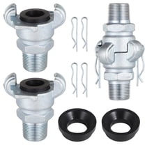 2 Sets 3/4 Inch NPT Male Iron Air Hose Fittings,Coupler with Safety Clips & Gaskets, Leakproof Pneumatic Connector for Air Compressor