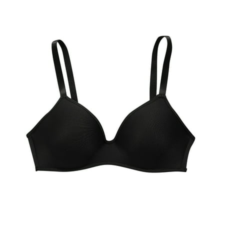 Lovzfmll Women s Low Back Bra Wirefree Seamless Bras Push Up Backless Bralette Multiway Glossy Comfortable Breathable Solid Color Bra Underwear No Rims Black 44C