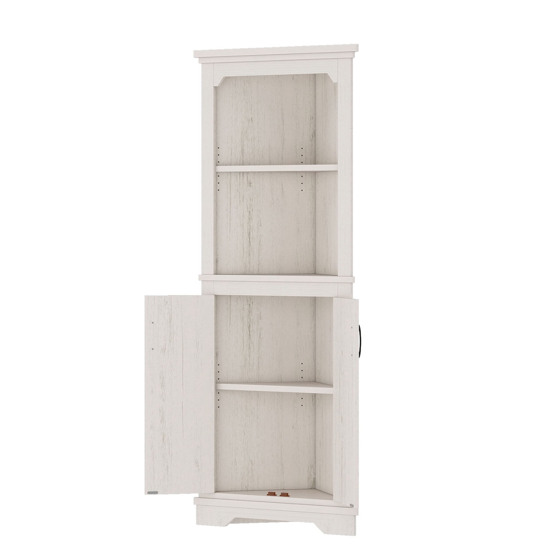 S-HOME Ample Storage Tall Corner Cabinet with Doors and Shelves For Living Room or Bathroom Stylish MDF Furniture, Beige