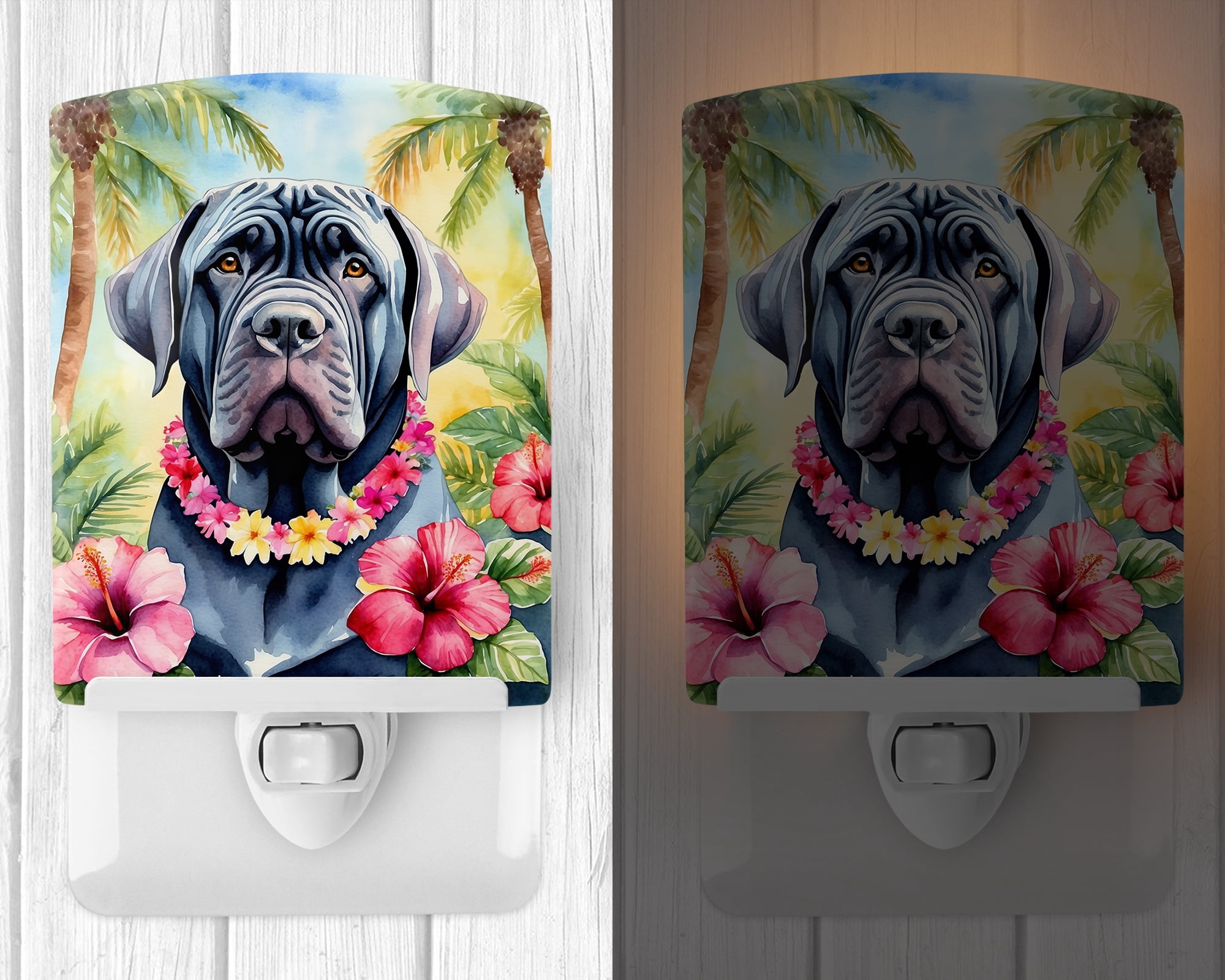 Neapolitan Mastiff Luau Ceramic Night Light 4 in x 6 in