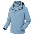thumbnail image 4 of Lovskoo Men's and Women's Rain Jacket Sport Casual Waterproof Windbreaker for Unisex Winter Three In One Detachable Cap Sports Hiking Clothes Outdoor Sprinting Outerwear Hooded Warm Coat Light Blue, 4 of 7