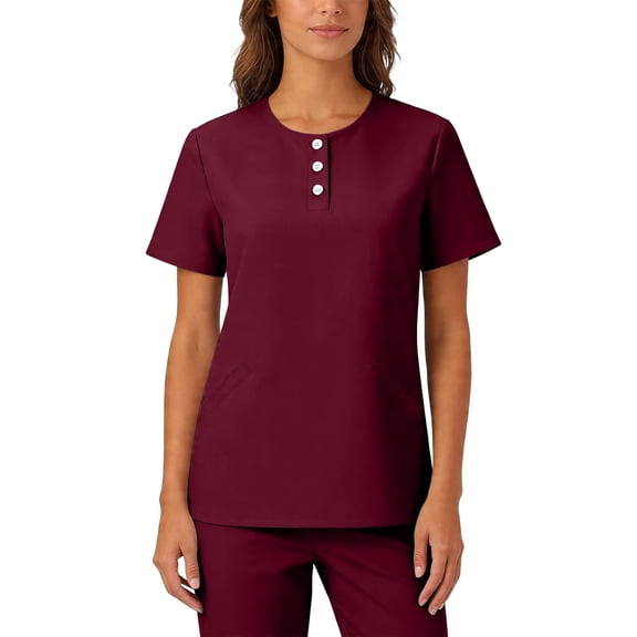 Scrub Shirts for Women Solid Design V Neck Stretchy Short Sleeve Healthcare Tops