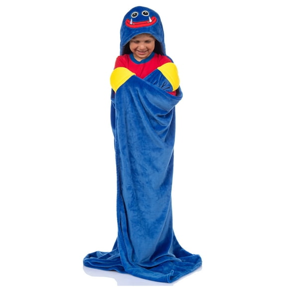 Poppy Playtime Huggy Wuggy Super Soft Hooded Blanket Throw with Embroidered Face 50" x 60"