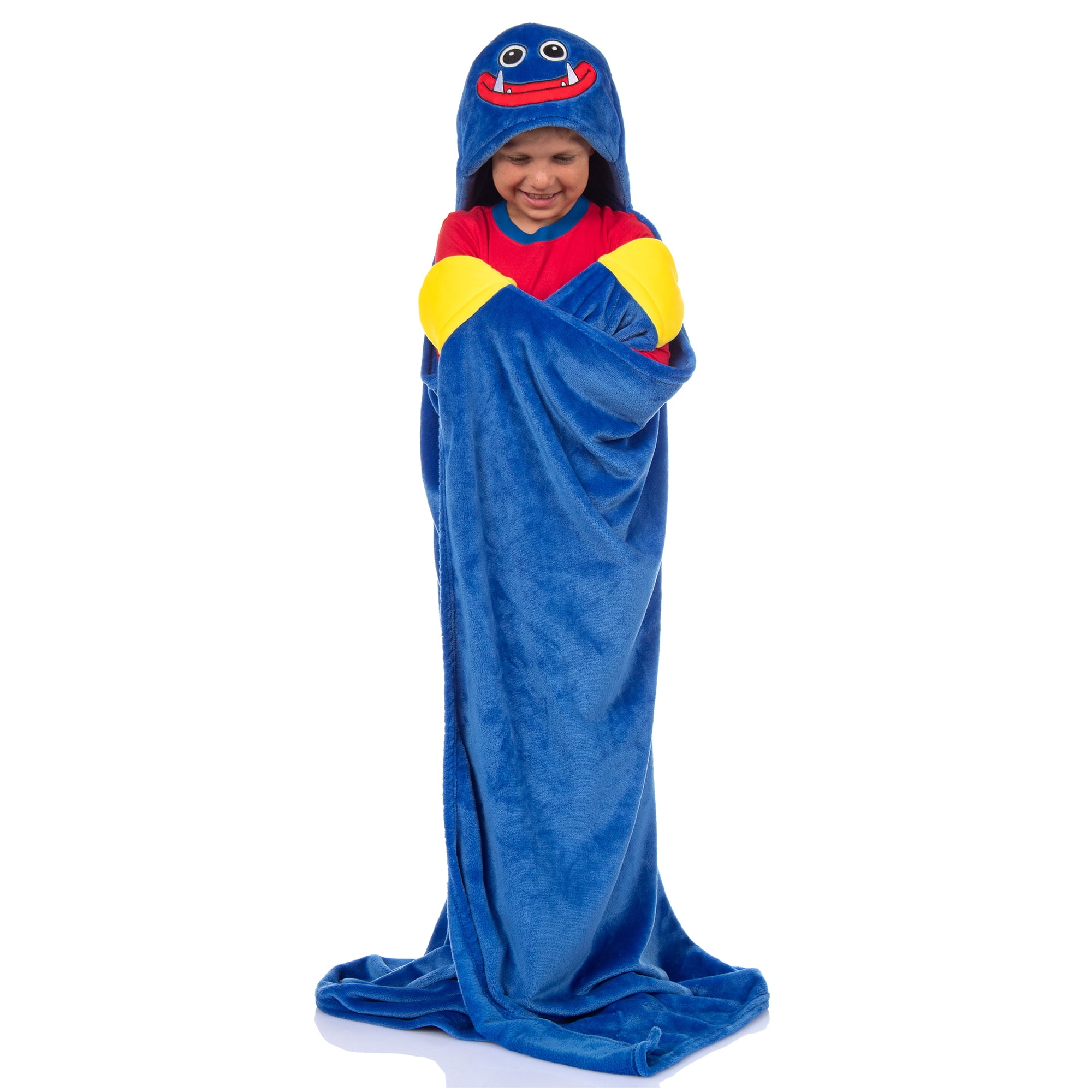 Poppy Playtime Huggy Wuggy Super Soft Hooded Blanket Throw with Embroidered Face 50" x 60"