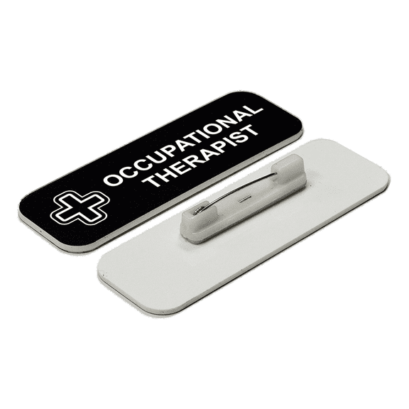 Occupational therapist 1 x 3" Name Tag/Badge, Black, (3 Pack)