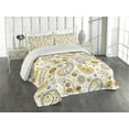 thumbnail image 2 of Ambesonne Paisley Quilted Coverlet 3 Pcs, Folkloric Floral Drop Forms, King Size, Orange Yellow White, 2 of 4
