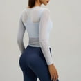 thumbnail image 6 of Tops for Women Long Sleeved Slim Mesh Fixed Cup Sports Fitness Yoga Suit Top,Womens Tops Plus Size Blue XXL, 6 of 6