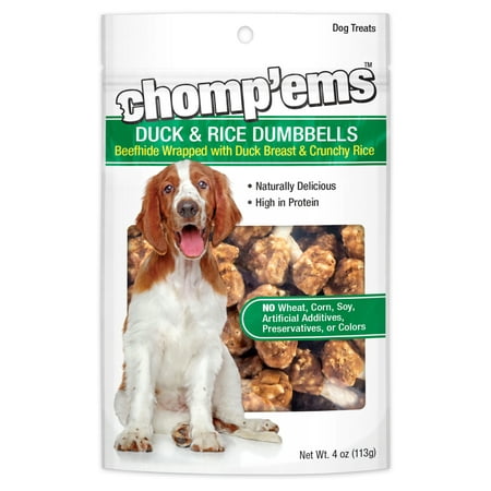 UPC: 0076158070516 | Chomp ems Duck & Rice Dumbbells 4 oz – Healthy Protein Rich Treats for Dogs – Dog Chews