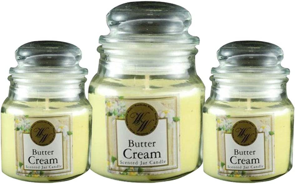Wonderful Wicks Butter Cream Scented Yellow Candle Glass Jar Long