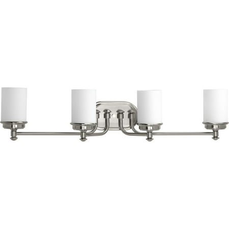 

Glide Collection Four-Light Brushed Nickel Etched Opal Glass Coastal Bath Vanity Light