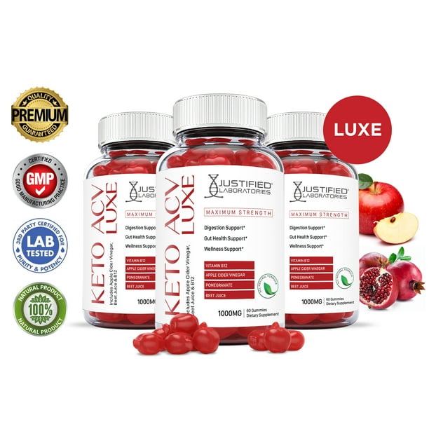 (3 Pack) Luxe Keto ACV Gummies 1000MG with Pomegranate Juice Beet Root