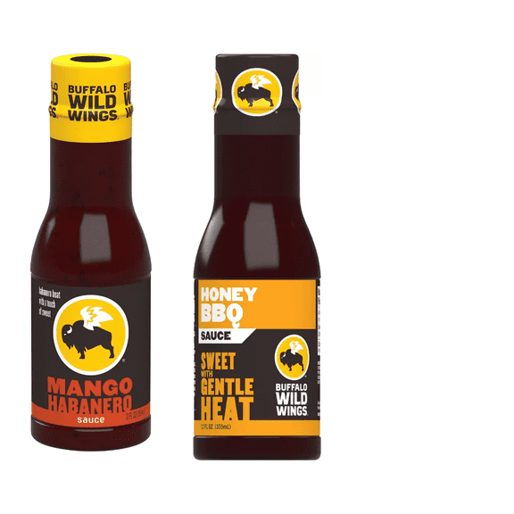 Buffalo Wild Wings Mango Habanero Sauce, 12 oz Buffalo Wild Wings Honey BBQ Sauce, 12 oz