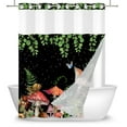 thumbnail image 7 of Mizhona Mushroom Plants No Hooks Shower Curtains with Snap in Liner Green Leaves Butterfly in Black Hookless Fabric Bathroom Curtain,71"× 71", 7 of 7