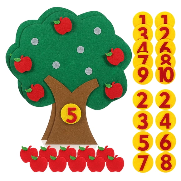FELTECHELECTR 2 juegos de juguetes de árbol de manzanas, material didáctico de matemáticas, juego de contar manzanas