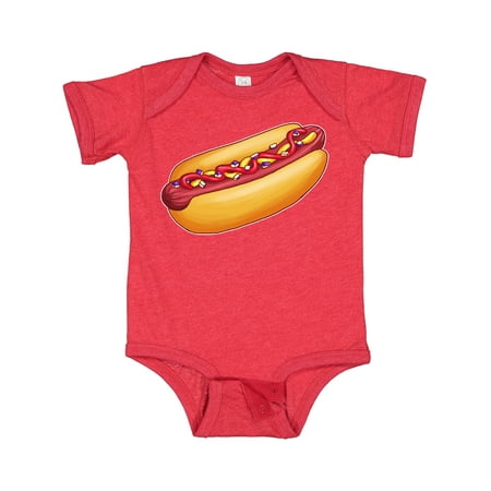 

Inktastic Hot Dog Illustration with Mustard Onions and Ketchup Gift Baby Boy or Baby Girl Bodysuit