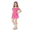 thumbnail image 4 of HNMKIU Halloween Clothes Girls Off Shoulder Mexican Folk Jumpsuit Rose Day Of The Dead Outfit Elegant Fancy Dress Party Wear Pink,3-4 Years, 4 of 6