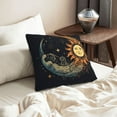 thumbnail image 6 of DouZhe Velvet Decorative Throw Pillow Covers Set of 2, Soft Square Cushion Cover with Invisible Zipper Fantasy Moon Sun Face Printing, 16"x16", 6 of 7