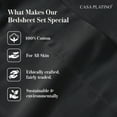 thumbnail image 6 of Casa Platino 100 Cotton Sheets Set – 4 Piece Queen Bed Sheet, Naturally Cooling Percale Weave For All Season Comfort, 15” Deep Pocket, Easy Care – Black, 6 of 8