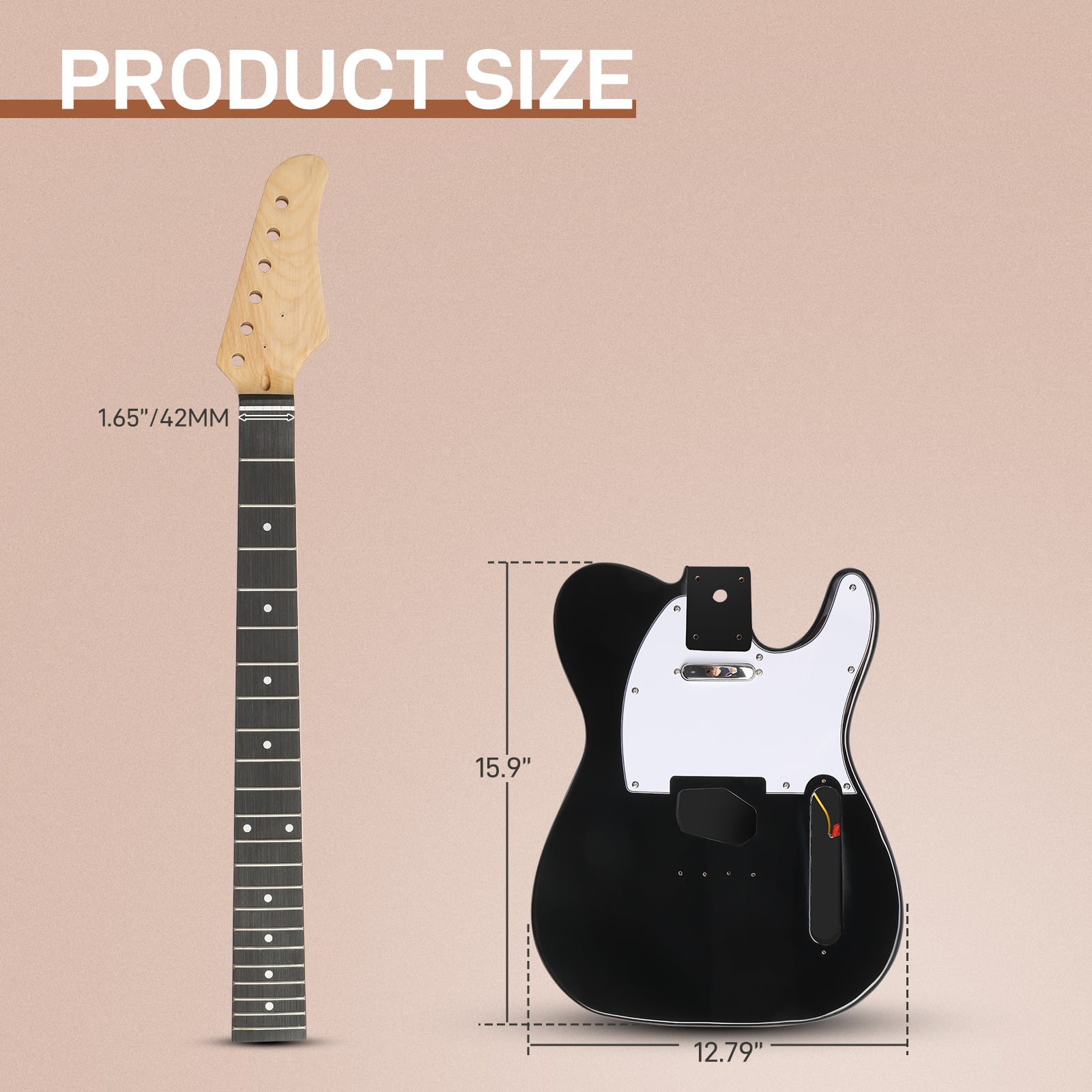 Ktaxon DIY Electric Guitar Kit, 6 String TL Style Electric Guitar Kits with Mahogany Body, Maple Neck and Accessories Black