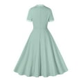 thumbnail image 4 of YHAJDS Women Gown Elegant Checkered Sleeve Round Neck Bow Detail Audrey Style Dress, 4 of 5