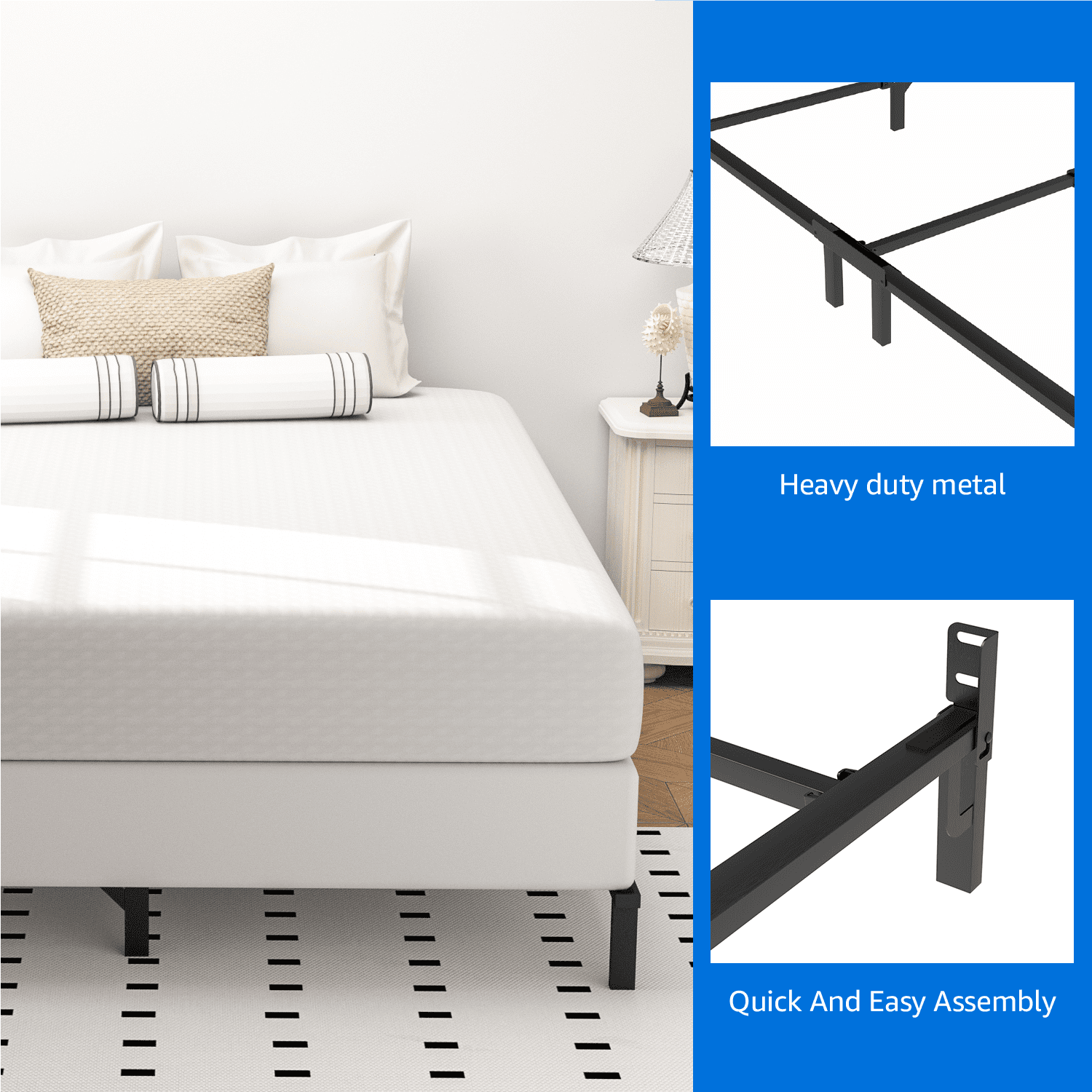 Mainstays Ardent Queen 7" Bed Frame,adult,Easy to Assemble. No Tools Needed.