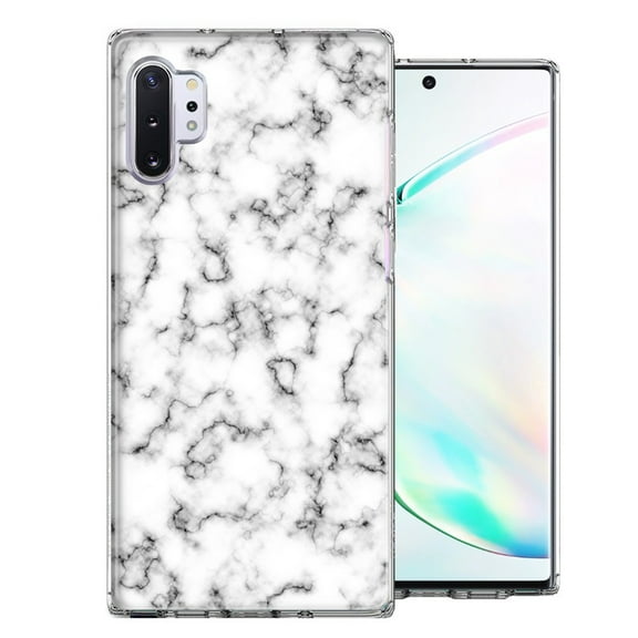 MUNDAZE For Samsung Galaxy Note 10 White Grey Marble Design Double Layer Phone Case Cover