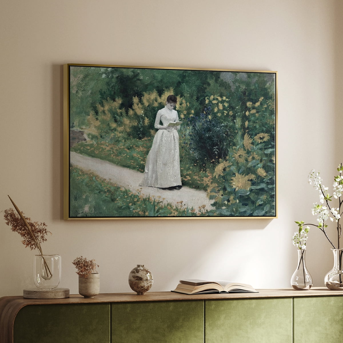 Vintage Botanical Print-LVII By Wexford Home Framed in Gold Wood Gallery Wrapped Canvas 25 in. x 37 in.