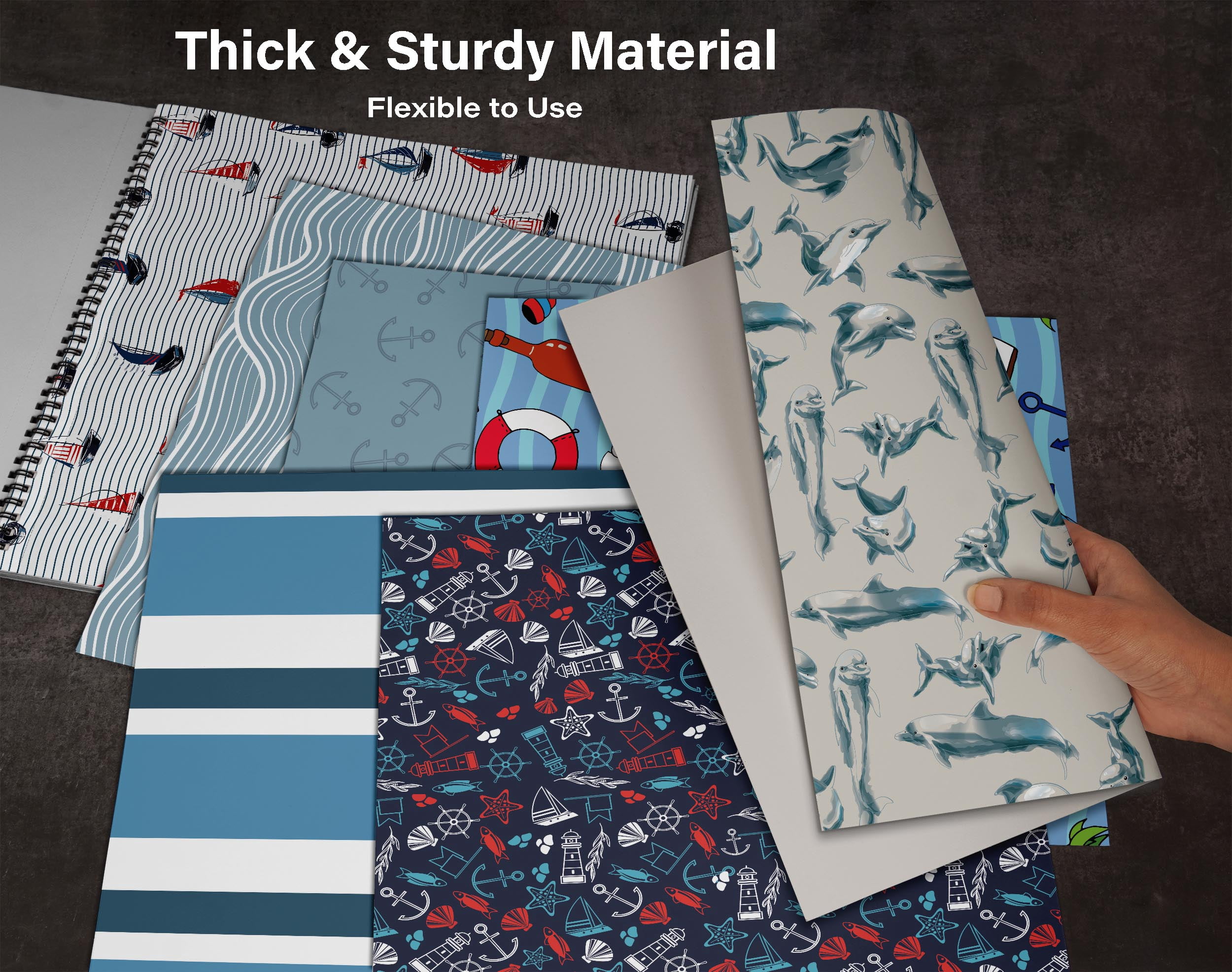 Inkdotpot 25 SheetsNautical TextureScrapbookPaper Pad 12x12, Single-SidedScrapbookPaper- ColorfulCardstock PaperScrapbookingDIY Decorative BackgroundCardmaking Supplies- Journal Craft Paper