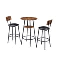 thumbnail image 3 of Demi Bonn 3 Pieces Round Bar Table and Chairs Set Small Dining Table for 2 with 2-Tier Storage & 2 PU Upholstered Bar Stools for Kitchen Dining Room Living Room Bar Cafe Small Space Corner, Brown, 3 of 7