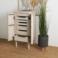 thumbnail image 3 of DecMode 20" x 47" Light Gray Wooden Oval Rattan Jewelry 2 Door, 6 Drawer, and 32 Hook Geometric Cabinet with Mirrored Lift Top, 1-Piece, 3 of 17