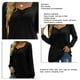 thumbnail image 5 of Tops plisados de manga larga para mujer, transpirables, suaves, cómodos, lavables a máquina, tops de manga larga para uso diario al aire libre, negro L, 5 of 6