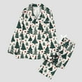 thumbnail image 5 of REORIAFEE Pajamas Pants for Women Winter Set Christmas 2 Piece Loungewear Long Sleeve Button down Shirts and Pant Christmas Tree Graphic Sleepwear Green S-2XL, 5 of 7